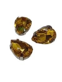 Страз (скло) у металевій оправі/10×14 мм/жовтий темний