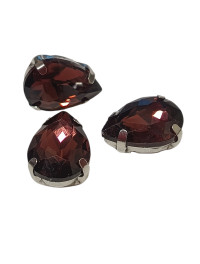 Страз (скло) в металевій оправі/10×14 мм/ марсал