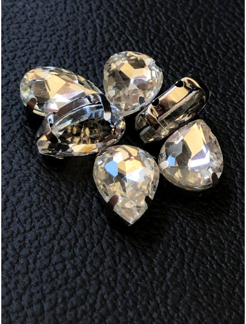 Страз (скло) в металевій оправі. Розмір — 10*14 мм.прозорий