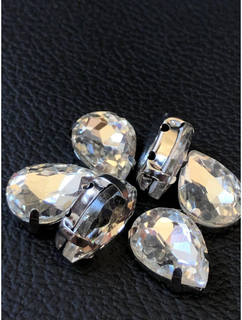 Страз (скло) в металевій оправі. Розмір — 10*14 мм.прозорий