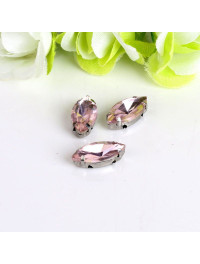 Страз (скло) в металлевій основі. Розмір 7*15 мм. Колір - рожевий