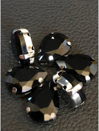 Страз (скло) в металевій оправі. Розмір — 10*14 мм. Колір чорний