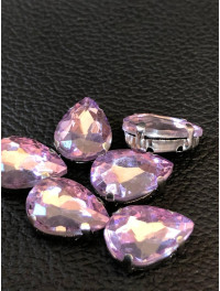 Страз (скло) в металевій оправі. Розмір — 10*14 мм. Колір світло фіолетовий