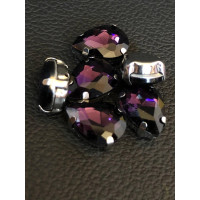 Страз (стекло)  в металлической оправе. Размер - 10×14 мм. Цвет - аметистовый