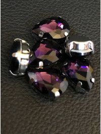 Страз (скло) в металевій оправі. Розмір — 10*14 мм. Колір аметист