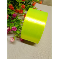 Атласная лента/ 5 см/ 33 метра/  салатовый неон