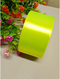 Атласна стрічка/5 см/33 метри/ салатовий неон