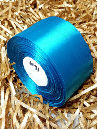 Атласна стрічка/5 см/33 метри/лазурний насичений/6191