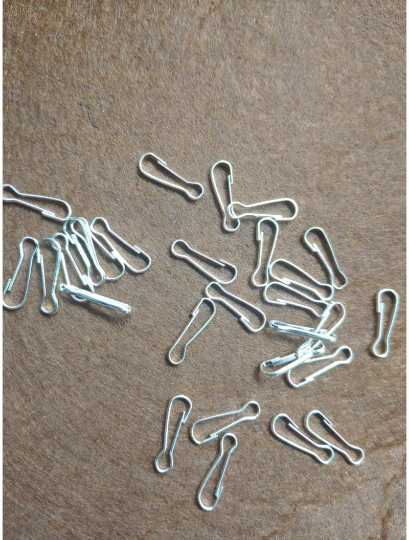 10 шт.) Застібка-карабін. Колір  срібло. Розмір  1,4×0,5 мм.