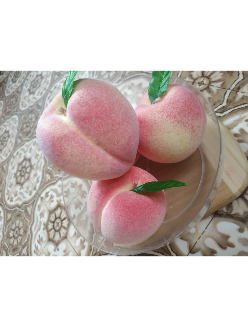 Персик штучний муляж із пінопласту. 8,5 см. З листком