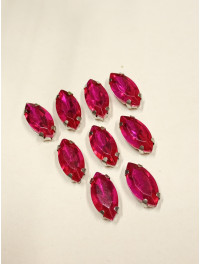 Страз (скло) у металевій оправі. Розмір  6 × 12 мм. Колір малиновий