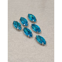 Страз (скло) в металевій оправі. Розмір  6×12 мм. Колір блакитний