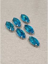 Страз (скло) в металевій оправі. Розмір  6×12 мм. Колір блакитний