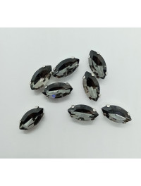 Страз (скло) в металевій оправі. Розмір  6×12 мм. Колір графітовий