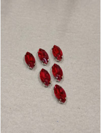 Страз (скло) в металлевій основі. Розмір 6*12 мм. Колір - червоний