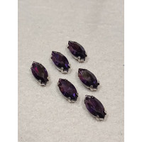 Страз (стекло) в металлической оправе. Размер 6×12 мм. Цвет аметистовый