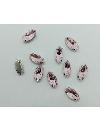 Страз (скло) в металевій оправі. Розмір  6 × 12 мм. Колір рожевий