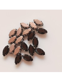 Страз (скло) в металлевій основі. Розмір 6*12 мм. Колір - чорний