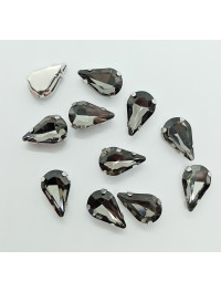 Страз (скло) в металевій оправі. Розмір  8×13 мм. Колір графітовий