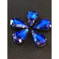 Страз (скло) в металевій оправі. Розмір  8×13 мм. Колір синій