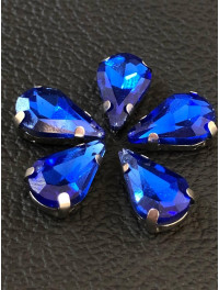 Страз (скло) в металевій оправі. Розмір  8×13 мм. Колір синій