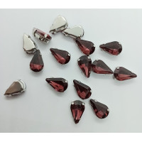 Страз (скло) в металевій оправі. Розмір  8×13 мм. Колір  баклажановий