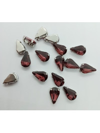 Страз (скло) в металевій оправі. Розмір  8×13 мм. Колір  баклажановий