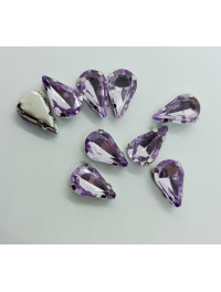 Страз (скло) в металевій оправі. Розмір  8×13 мм. Колір  світлий бузок