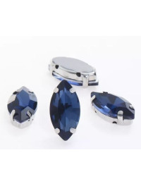 Страз (скло) в металевій оправі. Розмір  6×12 мм. Колір  сапфір