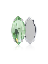 Страз (скло) в металевій оправі. Розмір  6×12 мм. Колір  салатовий