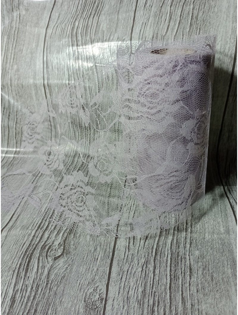Фатин мереживний. Ширина  15 см. Колір  сірий. Ціна вказана за 1 метр