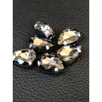 Страз (скло) в металевій оправі. Розмір  10×14 мм. Колір графітовий