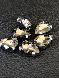 Страз (скло) в металевій оправі. Розмір  10×14 мм. Колір графітовий