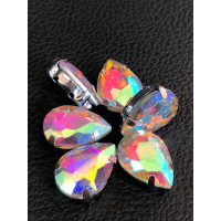 Страз (стекло) в металлической оправе. Размер 10×14 мм. Цвет хамелеон