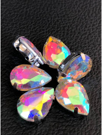 Страз (скло) в металевій оправі. Розмір  10×14 мм. Колір  хамелеон