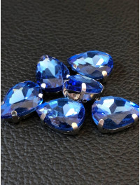 Страз (скло) в металевій оправі. Розмір  10×14 мм. Колір синій світліший