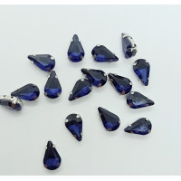 Страз (скло) в металевій оправі. Розмір  8×13 мм. Колір  сапфір