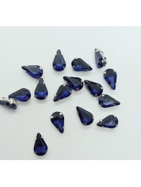 Страз (скло) в металевій оправі. Розмір  8×13 мм. Колір  сапфір