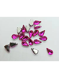 Страз (скло) в металевій оправі. Розмір  8×13 мм. Колір  малиновий