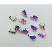 Страз (скло) в металевій оправі. Розмір  8×13 мм. Колір  хамелеон