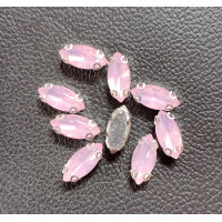 Страз (акрил) у металевій оправі. Розмір  7*15 мм. Колір рожевий опал