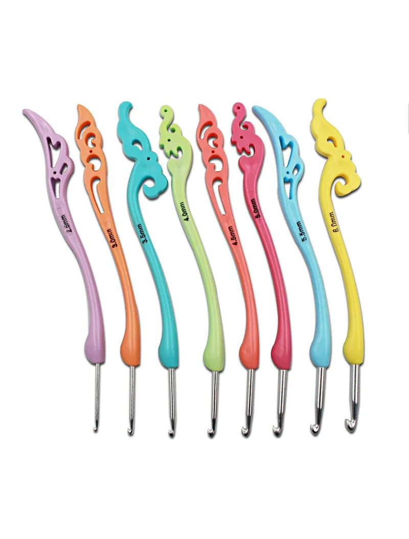 Набір гачків 8 шт для в'язання з ажурною ручкою