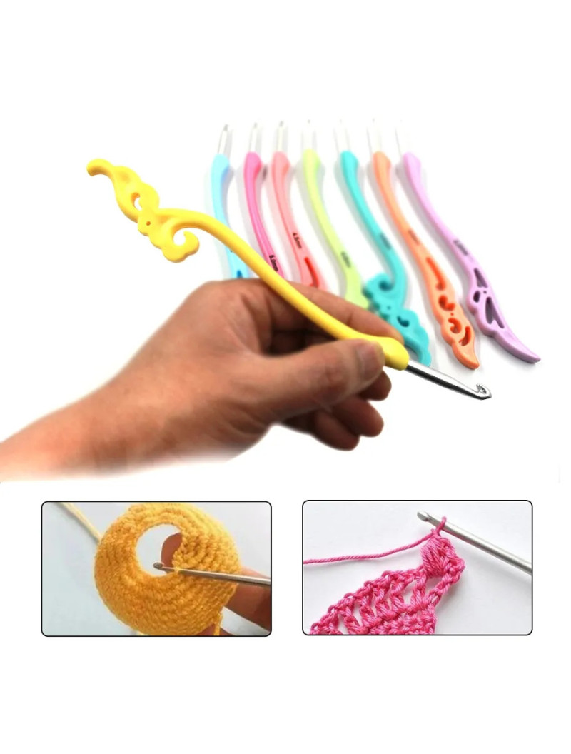 Набір гачків 8 шт для в'язання з ажурною ручкою