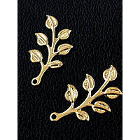 Металлическая подвеска *веточка*. Размер 19*36 мм. Цвет светлого золота.  Упаковка 1 шт.