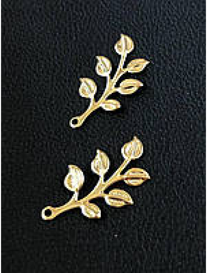 Металева підвіска *веточка*. Розмір  19*36 мм. Колір  світле золото.  Паковання 1 шт.