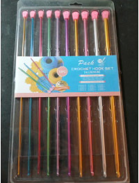 Набір алюмінієвих гачків для туніського в'язання. В уп 10 шт.