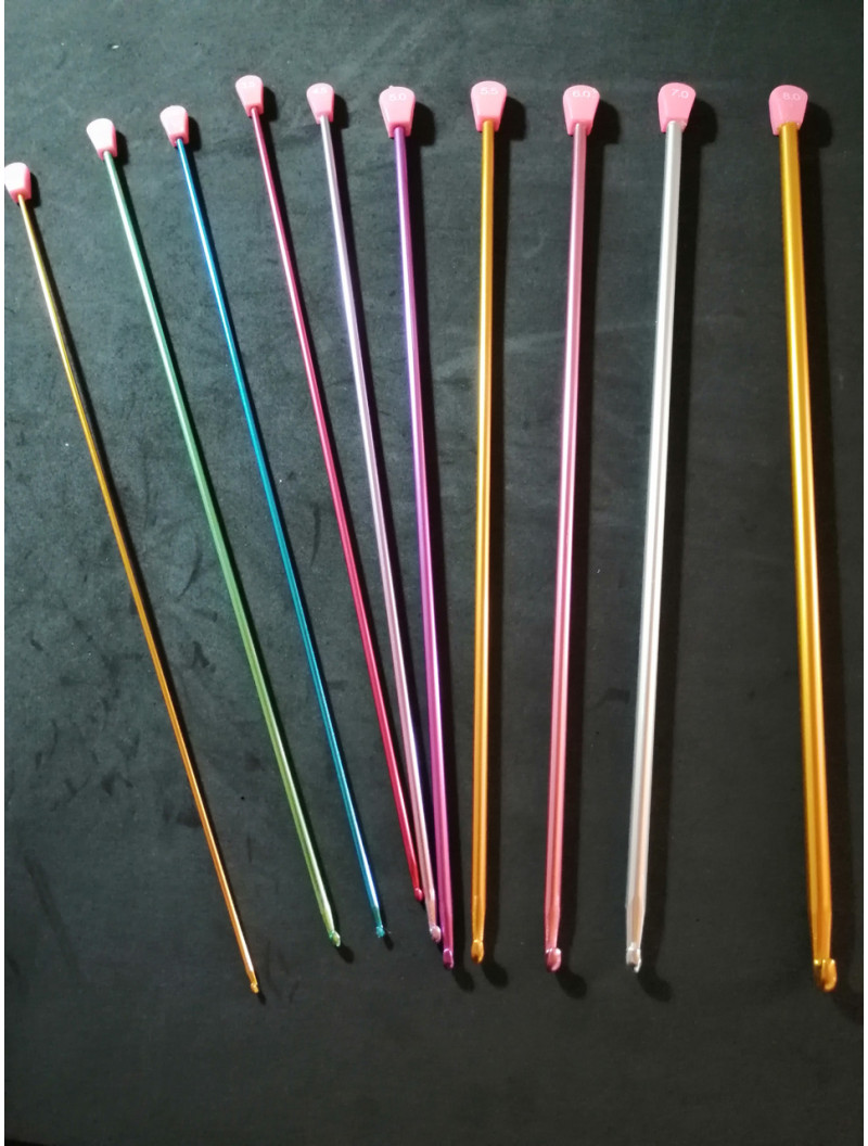 Набір алюмінієвих гачків для туніського в'язання. В уп 10 шт.