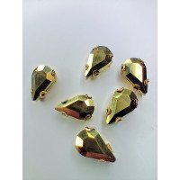 Страз (скло) у ЗОЛОТій металевій оправі. Розмір  8×13 мм. Колір  гальванічне золото