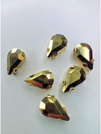 Страз (скло) у ЗОЛОТій металевій оправі. Розмір  8×13 мм. Колір  гальванічне золото