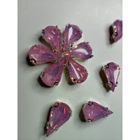 Страз (акрил) у металевій оправі. Розмір  8×13 мм. Колір рожевий.